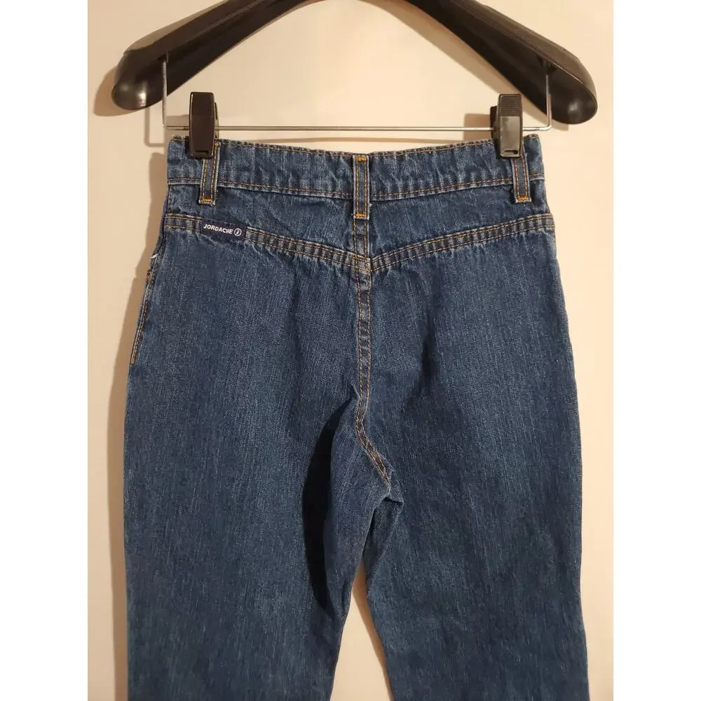 Vtg Jordache Embroidered Flare Hippie Jeans Girls Size 8 Boho 90s Y2K Cotton